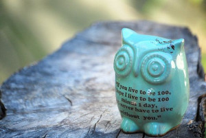 Owl with Winnie the pooh quote on mint green by claylicious, $32.00