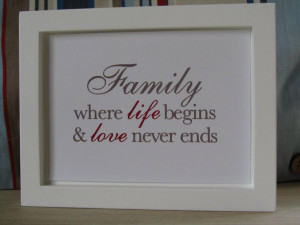 Framed Family 'Love never ends' Quote Wall Art http://felt.co.nz ...