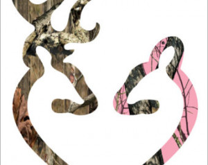 Browning style camo and pink camo l ove heart shaped deer buck doe ...