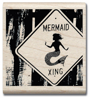 Hampton Art - Art Etc - Wood Mounted Stamp - Mermaid Crossing