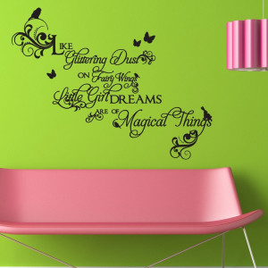 Girls Fancy Swirls Wall Decal Quote with Birds and Butterflies ...