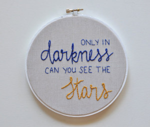 ... Quote Embroidery. FIber Art. Hand Embroidery. Framed Quote Embroidery