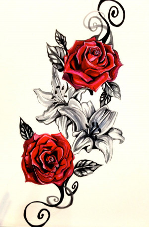 Lily and Rose Tattoo Design by Lucky978