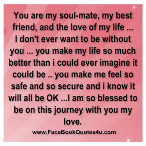 ... soul mate my best friend and the love of my life i don t ever want to