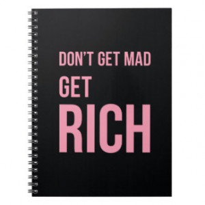Get Rich Money Quote Notebook Pink Black