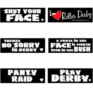 derby stickers sayings words stickers 6 pack roller derby stickers