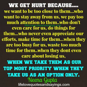We Get Hurt Because..