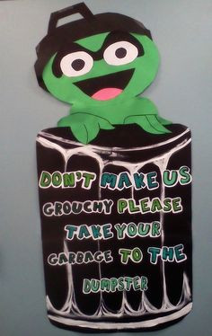 ... garbage bulletin board cute for reslife or classroom oscar the grouch