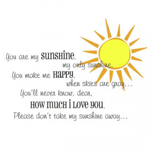 You are my sunshine quote PLUS sunshine graphic vinyl wall decal (k ...