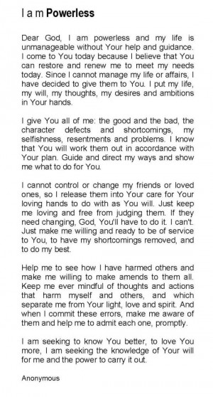 am powerless....I need you, God.