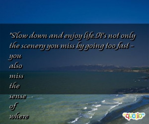 Slow down and enjoy life . It's not only the scenery you miss by going ...