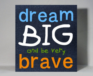 Quote Canvas Painting Hand Painted on Blue Denim Dream Brave Quote ...