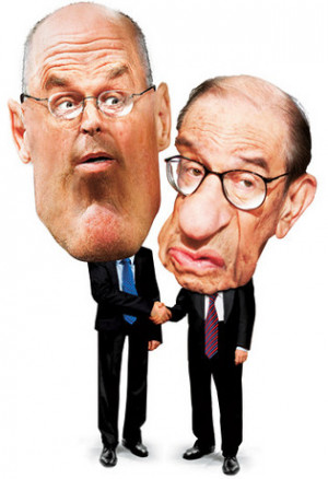 ... Alan Greenspan bookend two decades of economic missteps. Photo