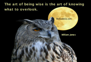 motivational picture of owl at night with the quote: The art of ...