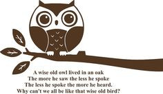 super cute saying that rhyme | Wise Old Owl Nursery Rhymes Wall Decal ...