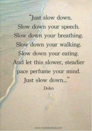 Just slow down...