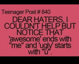Dear haters...