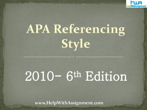 APA Style 6th Edition Format