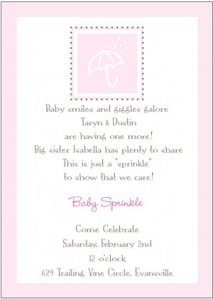 Baby Girl Sprinke Shower Invitation with Pink Umbrella