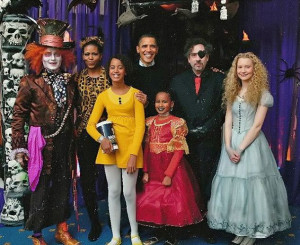 Festive family portrait: (L-R) Johnny Depp dresses as the Mad Hatter ...