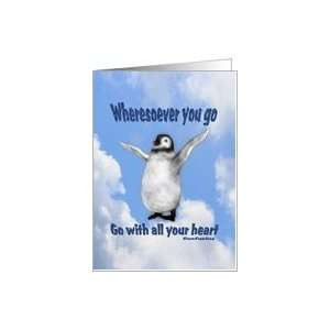 happy penguin inspirational quote card card health personal care