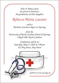 Free Printable Nursing Invitations | Nurse Cap Card Details More