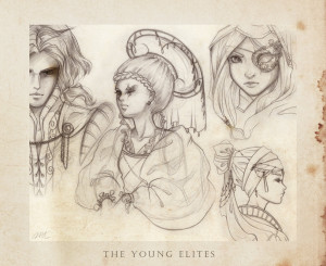 Early sketches by Marie Lu of Adelina and Enzo.