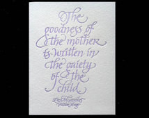 Mothers Day Card (Les Mis Quote in Letterpressed Calligraphy) ...