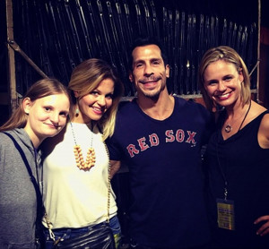 Candace Bure and Andrea Barber pose with Donny Wood of New Kids on the ...