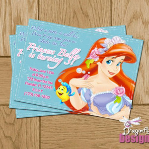 Printable Little Mermaid Ariel Personalized Birthday Invitations- D ...
