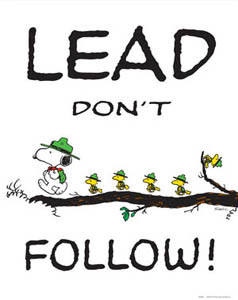 LEAD DON'T FOLLOW Snoopy & Woodstock Poster Print - Classic Peanuts ...