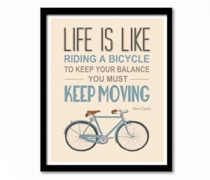 Bike Poster, Albert Einstein Quote, Inspirational Quote, Bike Print ...