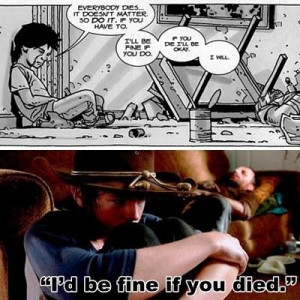Carl's little speech in the comics vs the show