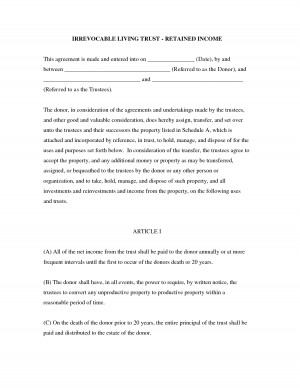 Irrevocable Living Trust Form