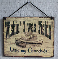 new wish fishing grandkids grandpa fish quote saying wood sign wall ...