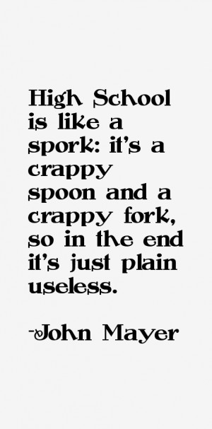 High School is like a spork: it's a crappy spoon and a crappy fork, so ...