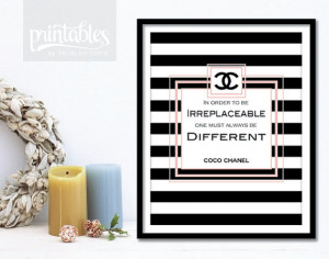 Coco Chanel Poster - Printable Quote Art Fashion Style Stripes ...