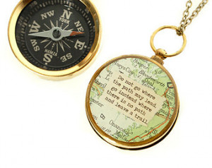 Compass Necklace with Emerson or Personalized Quote, Working Compass ...