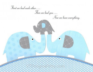 we had each other, baby blue and gray elephants - Kids Wall Art Baby ...