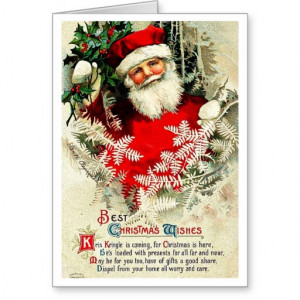 Santa Christmas Quote - Vintage Merry Xmas Cards