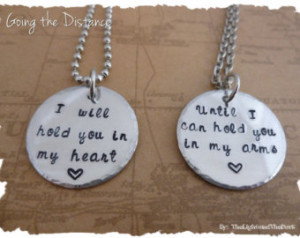 Long Distance Relationship - Hand Stamped Jewelry Set - I will hold ...