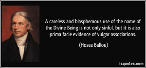 careless and blasphemous use of the name of the Divine Being is not ...