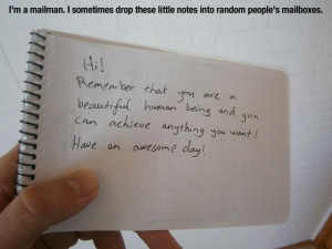 Mailman leaves random notes