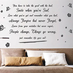 Life-Goes-On-Butterfly-Flower-Art-Wall-Quote-Stickers-Wall-Decals-Wall ...