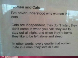 WIN Women and cats Funny Quote Picture