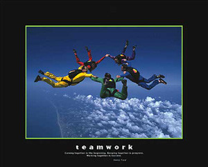 TEAMWORK Skydiving Motivational Poster (Henry Ford Quote ...