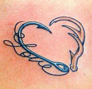 fishing hook,deer antler shaped in a heart