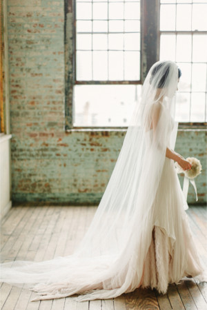 Custom designed wedding dress and veil Amanda K Photography