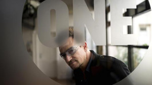 Bono, Co-founder of the organization 'One', Irish musician ...