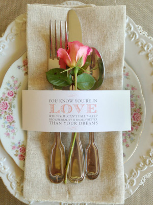 25 QTY Wedding Love Quote Napkin Wraps -Customizable & Affordable
